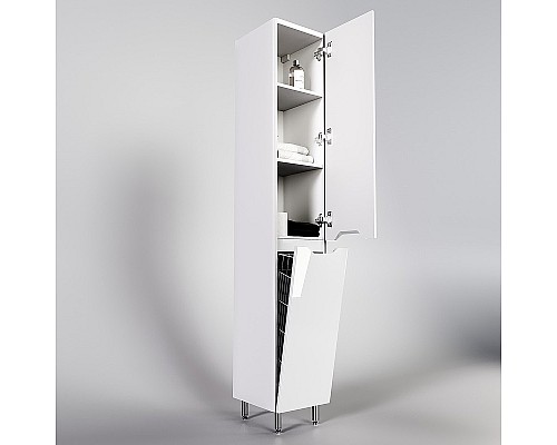 Шкаф пенал Style Line Марелла 30 Люкс Plus СС-00002419 с бельевой корзиной Белый глянец антискрейтч