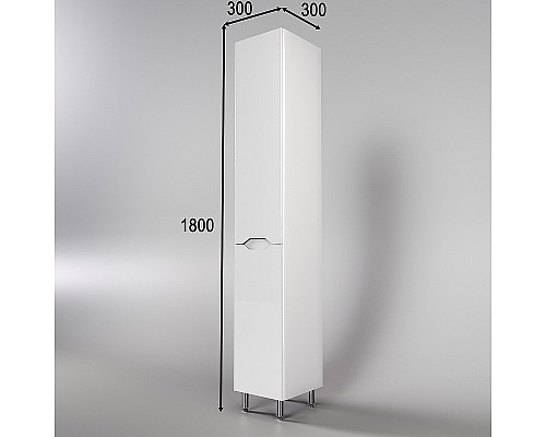 Шкаф пенал Style Line Марелла 30 Люкс Plus СС-00002419 с бельевой корзиной Белый глянец антискрейтч