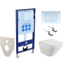 Комплект унитаза с инсталляцией Aquatek Set Aquatek Лира-009 4в1 с сиденьем Микролифт и Белой клавишей смыва