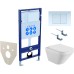 Комплект унитаза с инсталляцией Aquatek Set Aquatek Лира-009 4в1 с сиденьем Микролифт и Белой клавишей смыва