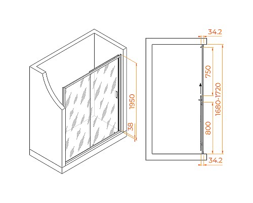 Душевая дверь RGW Passage PA-14Gr 170 41081417-110 профиль Серый стекло прозрачное