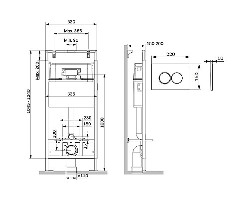 Инсталляция AM.PM MasterFit I012710.0131 для унитаза с клавишей смыва Хром матовый