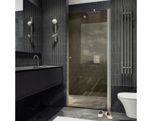 Душевая дверь Maybah Glass MGD-804-5 800x1980 на монопетле Хром матовый стекло бронзовое