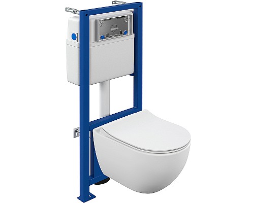 Комплект унитаза Cersanit Brasko Smart CO DPL EO slim LP с инсталляцией Link Pro 64916 с сиденьем Микролифт