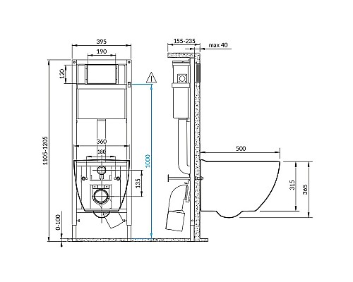 Комплект унитаза Cersanit Brasko Smart CO DPL EO slim LP с инсталляцией Link Pro 64916 с сиденьем Микролифт