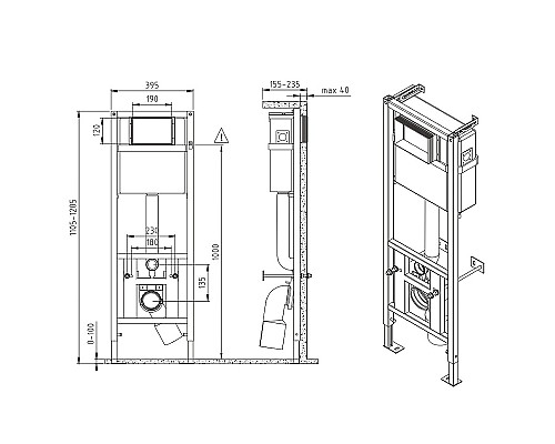 Комплект унитаза Cersanit Brasko Smart CO DPL EO slim LP с инсталляцией Link Pro 64916 с сиденьем Микролифт