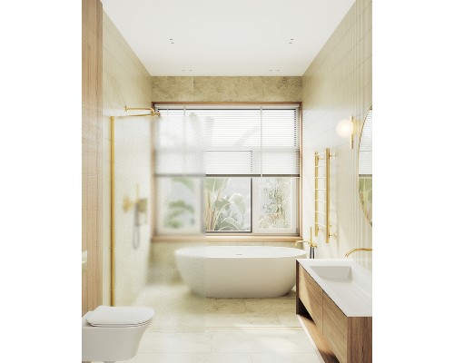 Душевая перегородка Maybah Glass 790x1950 в широком профиле Золото стекло сатиновое
