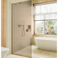 Душевая перегородка Maybah Glass MGD-696-3у 790x1950 в узком профиле Золото стекло бронзовое