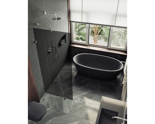 Душевая перегородка Maybah Glass MGD-275-4 890x1950 коннектор стена-стекло Хром глянцевый стекло графитовое