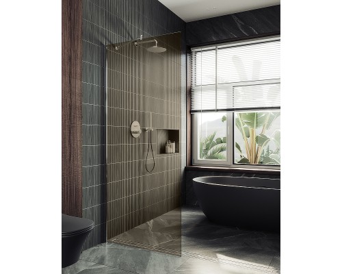 Душевая перегородка Maybah Glass MGD-691-5ш 890x1950 в широком профиле Хром матовый стекло бронзовое