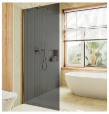 Душевая перегородка Maybah Glass 890x1950 в широком профиле Золото стекло графитовое