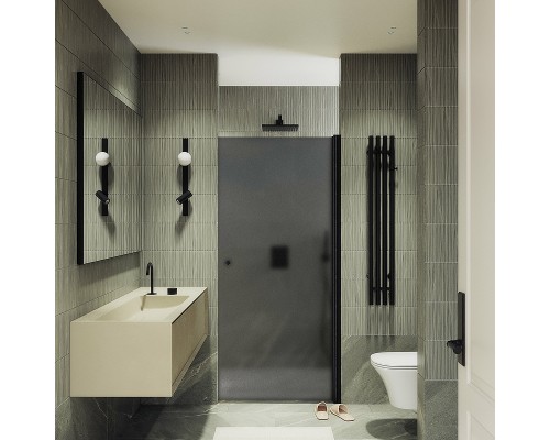 Душевая дверь Maybah Glass MGD-807-6 800x1980 на монопетле Черный стекло графитовое матовое