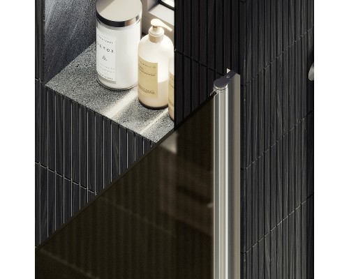 Душевая дверь Maybah Glass MGD-811-5 900x1980 на монопетле Хром матовый стекло бронзовое матовое