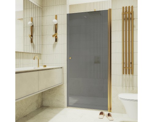 Душевая дверь Maybah Glass MGD-812-3 900x1980 на монопетле Золото стекло графитовое