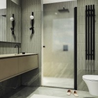 Душевая дверь Maybah Glass MGD-814-6 900x1980 на монопетле Черный стекло сатиновое