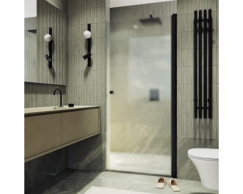 Душевая дверь Maybah Glass MGD-814-6 900x1980 на монопетле Черный стекло сатиновое
