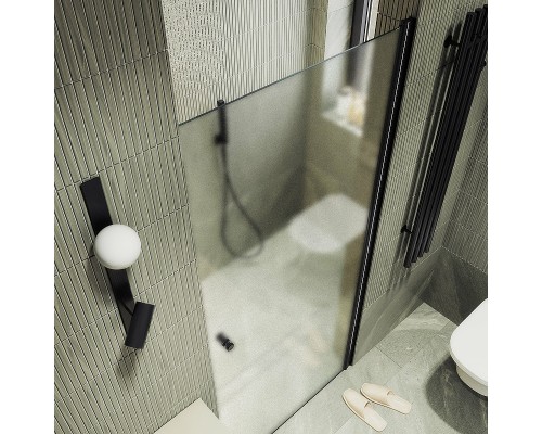 Душевая дверь Maybah Glass MGD-814-6 900x1980 на монопетле Черный стекло сатиновое