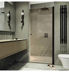 Душевая дверь Maybah Glass MGD-798-6 600x1980 на монопетле Черный стекло бронзовое