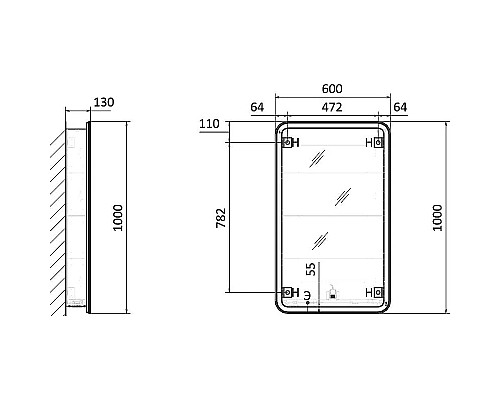 Зеркальный шкаф Raval Morelle 60 Mrl.03.60/A/RL с подсветкой Антрацит