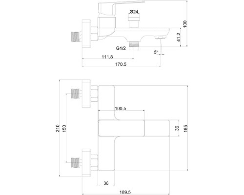 Смеситель для ванны beWash Eterne BVMM0BT447 Хром