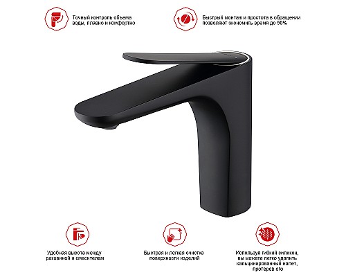 Смеситель для раковины Raglo R21.10.06 Черный матовый