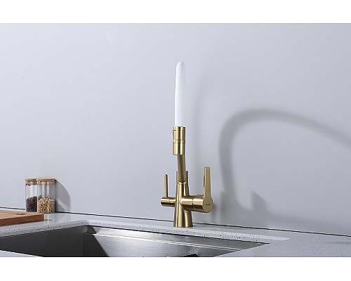 Смеситель для кухни Raglo R80.62.03 Золото матовое Белый