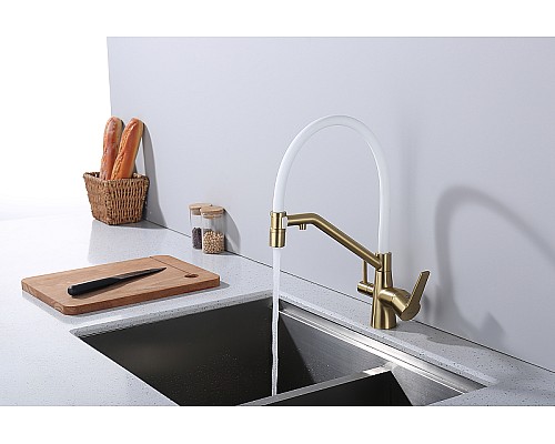 Смеситель для кухни Raglo R80.62.03 Золото матовое Белый