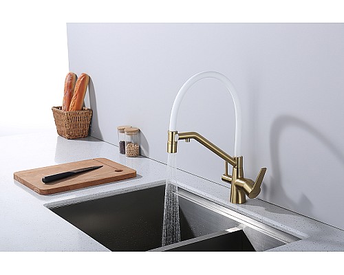 Смеситель для кухни Raglo R80.62.03 Золото матовое Белый