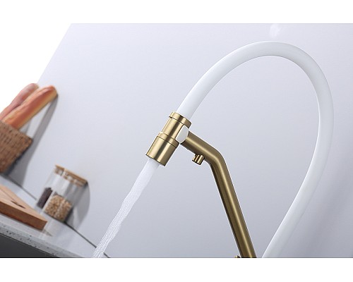 Смеситель для кухни Raglo R80.62.03 Золото матовое Белый