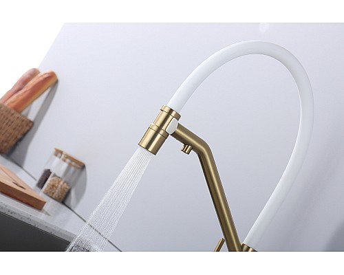 Смеситель для кухни Raglo R80.62.03 Золото матовое Белый