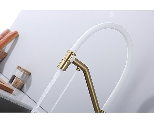 Смеситель для кухни Raglo R80.62.03 Золото матовое Белый
