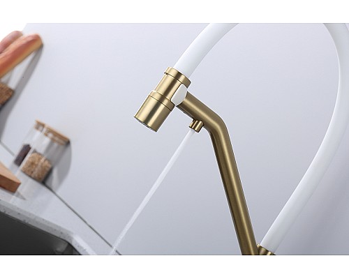 Смеситель для кухни Raglo R80.62.03 Золото матовое Белый