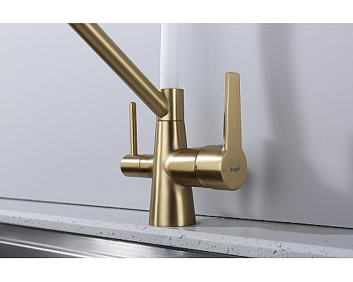 Смеситель для кухни Raglo R80.62.03 Золото матовое Белый