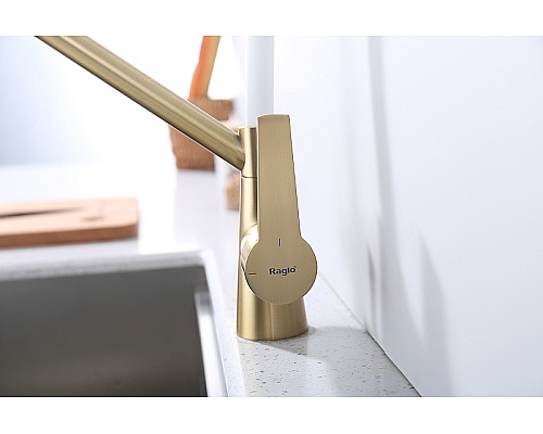 Смеситель для кухни Raglo R80.62.03 Золото матовое Белый