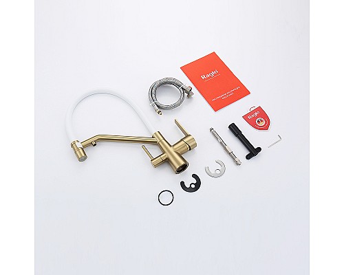 Смеситель для кухни Raglo R80.62.03 Золото матовое Белый