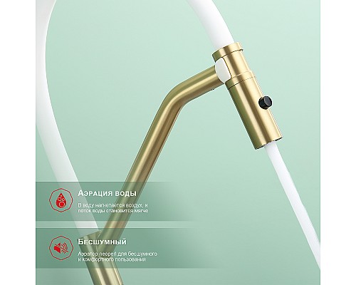 Смеситель для кухни Raglo R86.41.03 Золото матовое Белый