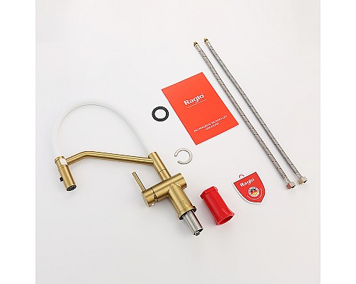 Смеситель для кухни Raglo R86.41.03 Золото матовое Белый