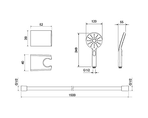 Душевой гарнитур Aquatek Оберон Select 120 3 jet AQ2033CR Хром