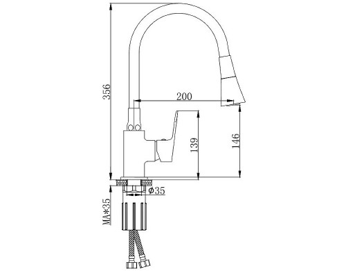 Смеситель для кухни Splenka S41.43.06 Черный матовый