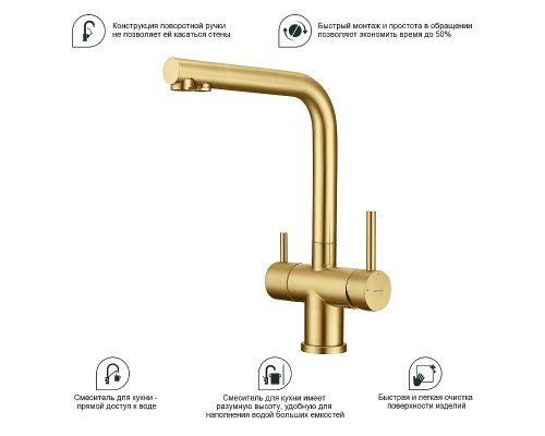 Смеситель для кухни Splenka S70.61.03 Золото матовое