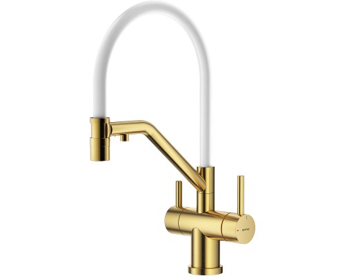 Смеситель для кухни Splenka S70.62.03 Золото матовое Белый
