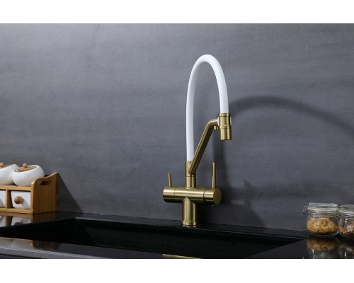 Смеситель для кухни Splenka S70.62.03 Золото матовое Белый