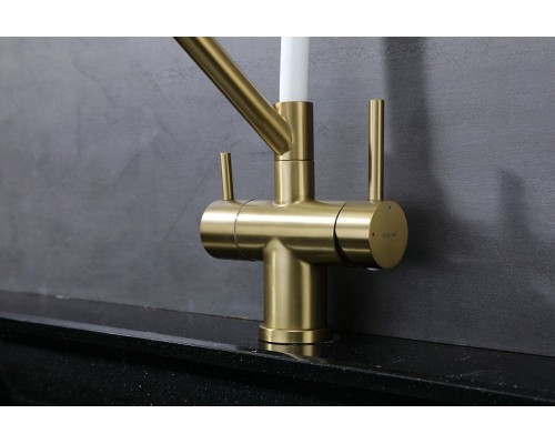 Смеситель для кухни Splenka S70.62.03 Золото матовое Белый