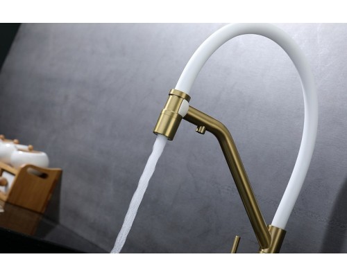 Смеситель для кухни Splenka S70.62.03 Золото матовое Белый