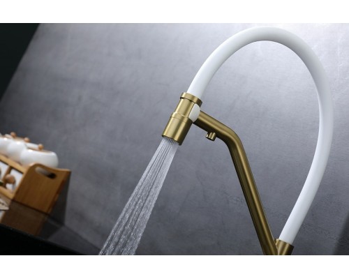 Смеситель для кухни Splenka S70.62.03 Золото матовое Белый