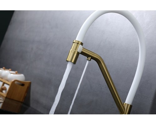 Смеситель для кухни Splenka S70.62.03 Золото матовое Белый