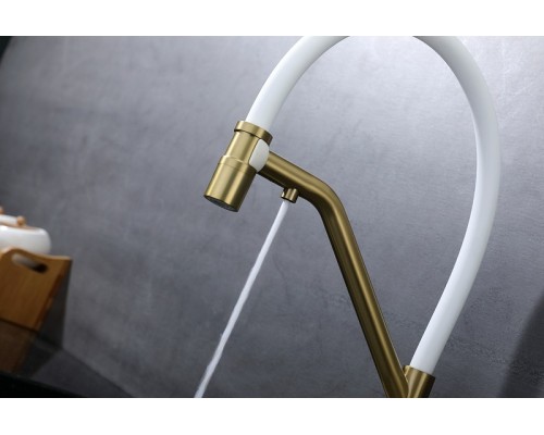 Смеситель для кухни Splenka S70.62.03 Золото матовое Белый