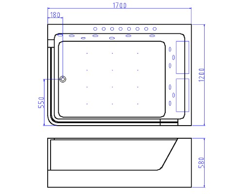 Акриловая ванна Ceruttispa 170x120 R C-495R с гидромассажем