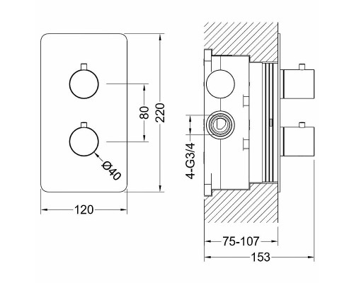 Смеситель для душа Aquatek Европа AQ1392CR с термостатом Хром