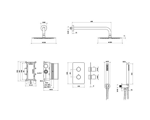 Душевая система Aquatek Европа AQ1376CR с термостатом Хром